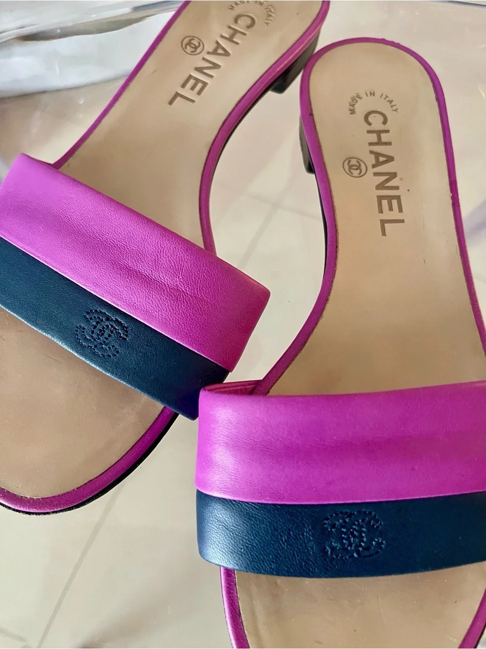 CHANEL Leather Slide Mules EU 38